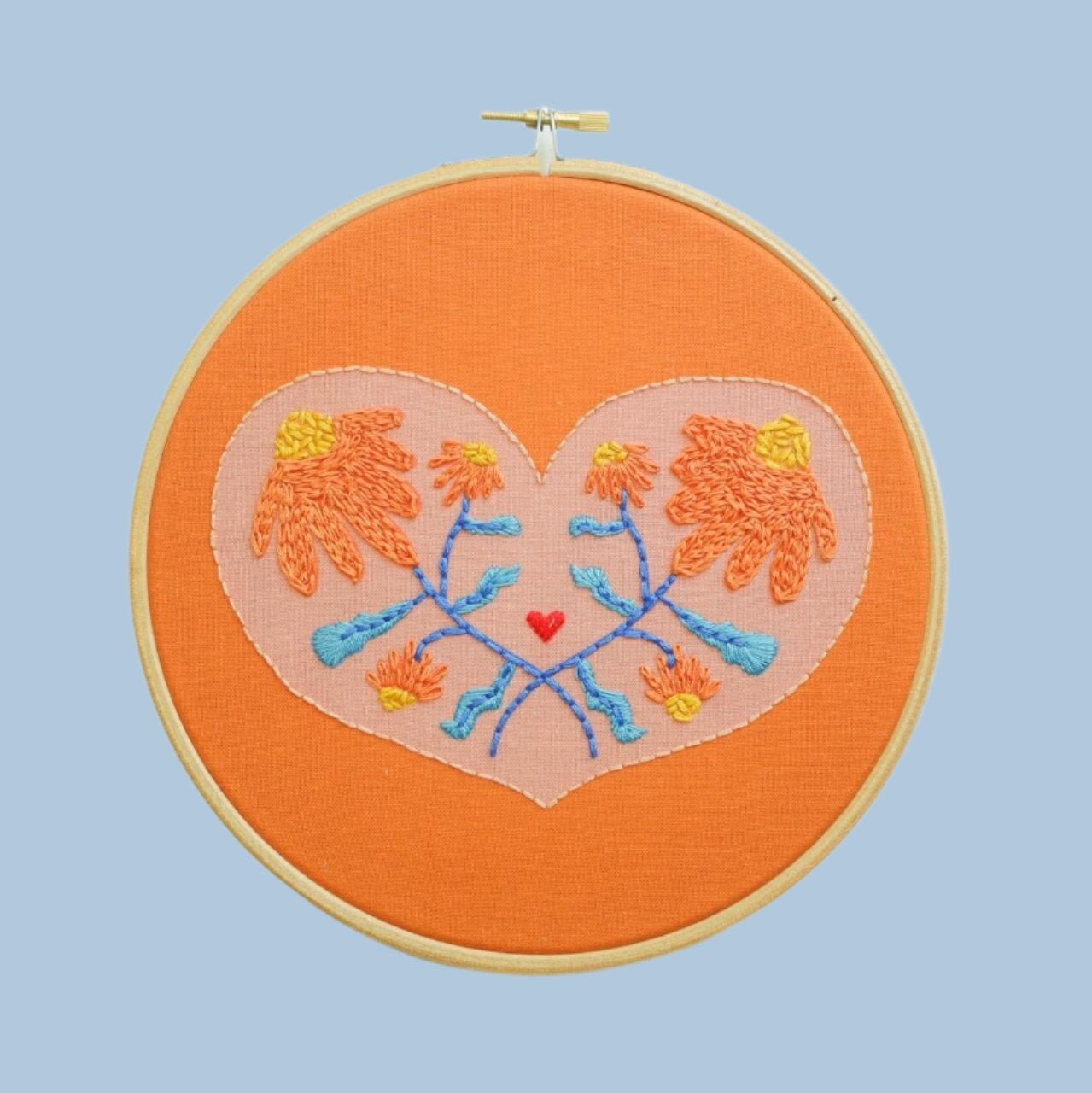 Floral heart embroidery craft kit