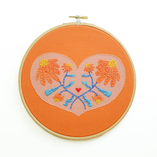 Floral heart embroidery craft kit